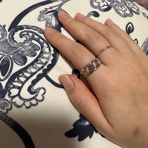 Tourmaline ring with silver plating